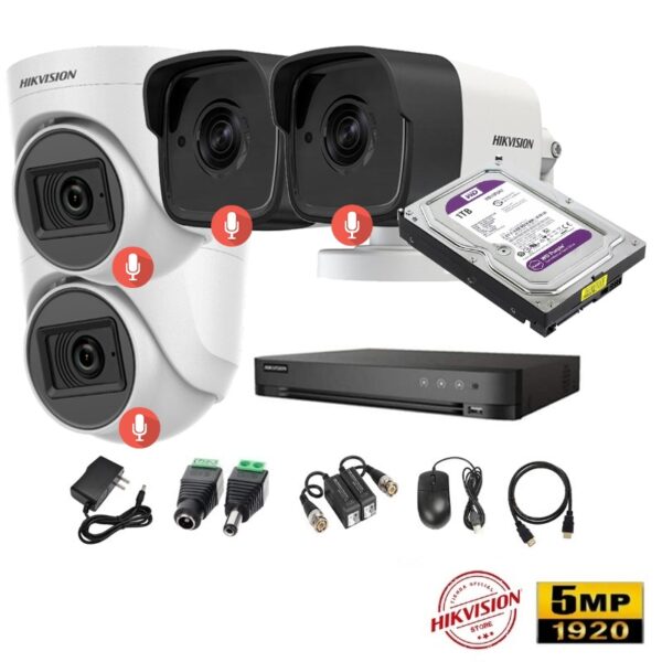 Kit C Maras Seguridad Mpx Audio Incorporado Hikvision Tb Tecoperu