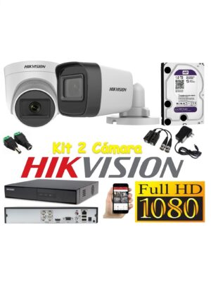 Cámaras Seguridad Kit 2 HIKVISION FULLHD Audio Incorporado 1Tb