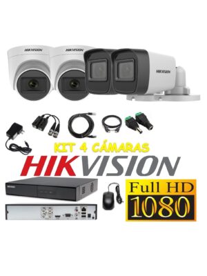 Cámaras Seguridad Kit 4 HIKVISION FULLHD Audio Incorporado