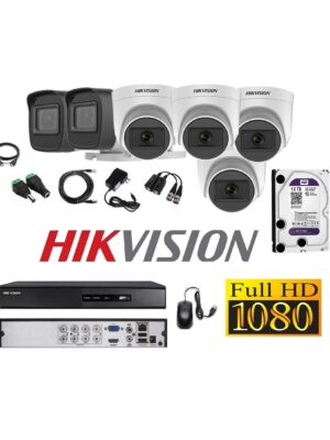 Cámaras Seguridad Kit 6 HIKVISION FULLHD Audio Incorporado 1Tb