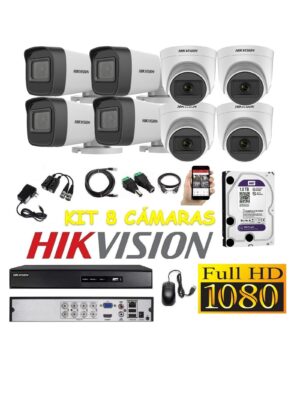 Cámaras Seguridad Kit 8 HIKVISION FULLHD Audio Incorporado 1Tb