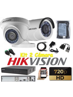 kit 2 Cámaras Seguridad HD Hikvision + 500gb