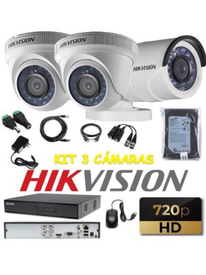 kit 3 Cámaras Seguridad HD Hikvision  500gb