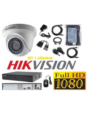 kit 1 Cámaras Seguridad Domo Interior FULLHD Hikvision + 500gb