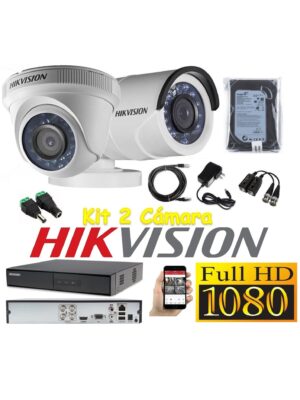 kit 2 Cámaras Seguridad FULLHD Hikvision + 500gb