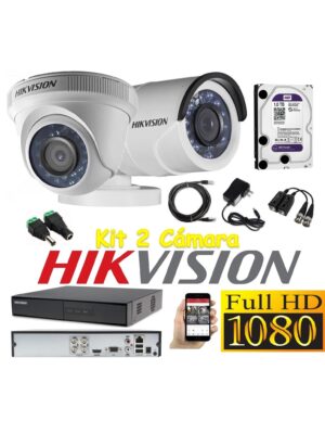 kit 2 Cámaras Seguridad FULLHD Hikvision + 1tb