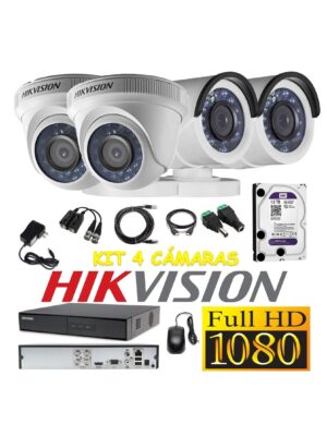 kit 4 Cámaras Seguridad FULLHD Hikvision 1TB