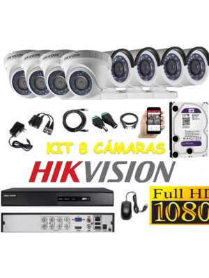 kit 8 Cámaras Seguridad FULLHD Hikvision 1tb