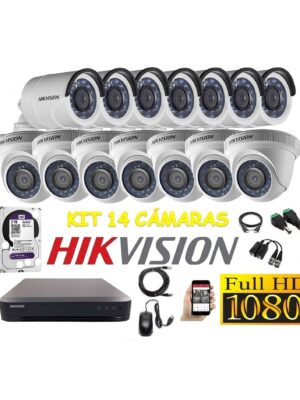 kit 14 Cámaras Seguridad FULLHD Hikvision 2tb