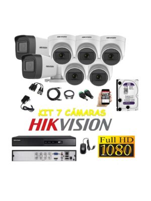 Cámaras Seguridad Kit 7 HIKVISION FULLHD Audio Incorporado 1Tb