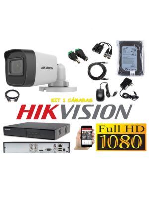 Cámaras Seguridad Kit 1 HIKVISION TUBO FULLHD Audio Incorporado 500gb