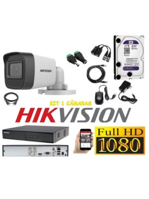 Cámaras Seguridad Kit 1 HIKVISION TUBO FULLHD Audio Incorporado 1Tb