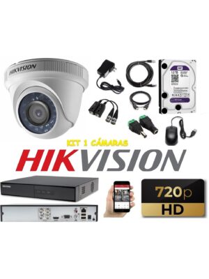 kit 1 Cámaras Seguridad Domo Interior HD Hikvision + 1TB