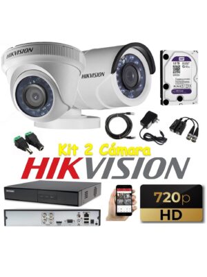 kit 2 Cámaras Seguridad HD Hikvision + 1tb