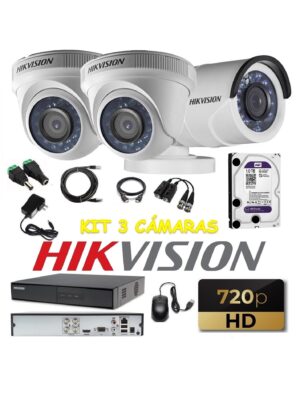 kit 3 Cámaras Seguridad HD Hikvision 1tb