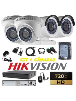 kit 4 Cámaras Seguridad HD Hikvision 500gb