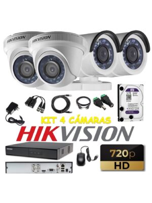 kit 4 Cámaras Seguridad HD Hikvision 1TB