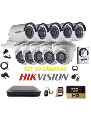 kit 10 Cámaras Seguridad HD Hikvision 2tb