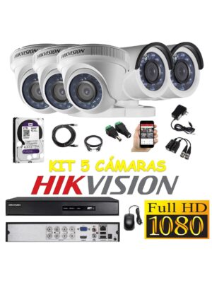 kit 5 Cámaras Seguridad FULLHD Hikvision 2tb