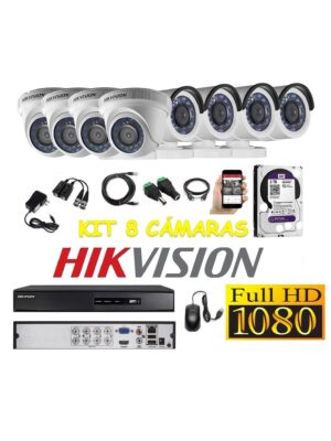 kit 8 Cámaras Seguridad FULLHD Hikvision 2tb