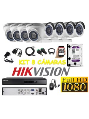 kit 8 Cámaras Seguridad FULLHD Hikvision 4tb