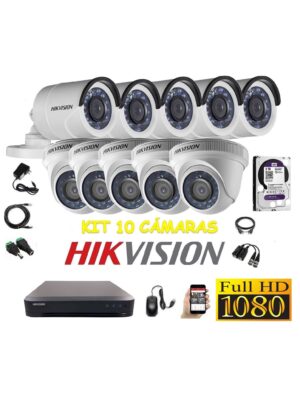 kit 10 Cámaras Seguridad FULLHD Hikvision 2tb