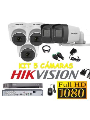 Cámaras Seguridad Kit 5 HIKVISION FULLHD Audio Incorporado