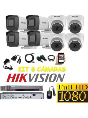 Cámaras Seguridad Kit 8 HIKVISION FULLHD Audio Incorporado