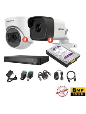 Kit 2 Cámaras Seguridad 5mpx Audio Incorporado Hikvision 1TB