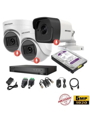 Kit 3 Cámaras Seguridad 5mpx Audio Incorporado Hikvision 1TB