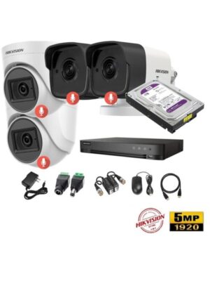 Kit 4 Cámaras Seguridad 5mpx Audio Incorporado Hikvision 1TB