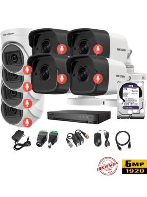 Kit 8 Cámaras Seguridad 5mpx Audio Incorporado Hikvision 4TB