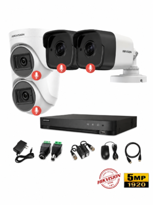 Kit 4 Cámaras Seguridad 5mpx Audio Incorporado Hikvision