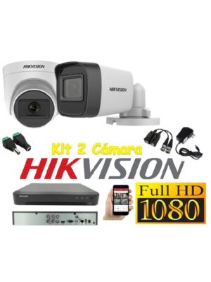 Cámaras Seguridad Kit 2 HIKVISION FULLHD Audio Incorporado