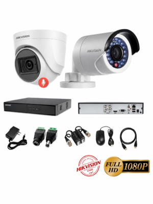 kit 2 Cámaras Seguridad FULLHD Hikvision + AUDIO