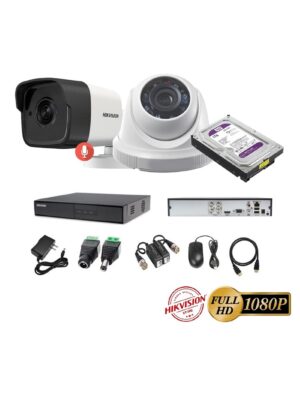 kit 2 Cámaras Seguridad FULLHD Hikvision + 1TB + AUDIO