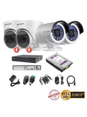 kit 4 Cámaras Seguridad FULLHD Hikvision + 1TB + AUDIO