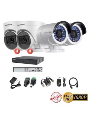 kit 4 Cámaras Seguridad FULLHD Hikvision + AUDIO