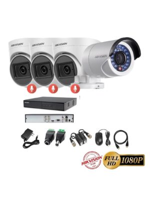 kit 4 Cámaras Seguridad FULLHD Hikvision + AUDIO