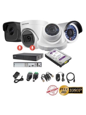 kit 4 Cámaras Seguridad FULLHD Hikvision + 1TB + AUDIO