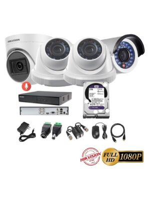 kit 4 Cámaras Seguridad FULLHD Hikvision + 2TB + AUDIO