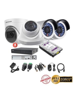 kit 4 Cámaras Seguridad FULLHD Hikvision + 1TB + AUDIO