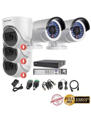 kit 5 Cámaras Seguridad FULLHD Hikvision + AUDIO