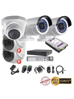 kit 5 Cámaras Seguridad FULLHD Hikvision + 1TB + AUDIO