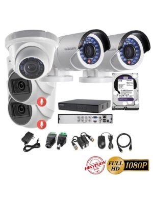 kit 5 Cámaras Seguridad FULLHD Hikvision + 2TB + AUDIO