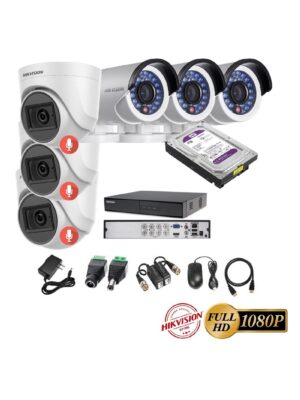 kit 6 Cámaras Seguridad FULLHD Hikvision + 1TB + AUDIO