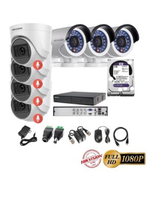 kit 7 Cámaras Seguridad FULLHD Hikvision + 2TB + AUDIO