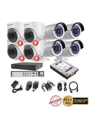 kit 8 Cámaras Seguridad FULLHD Hikvision + 1TB + AUDIO