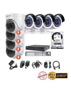 kit 8 Cámaras Seguridad FULLHD Hikvision + 2TB + AUDIO