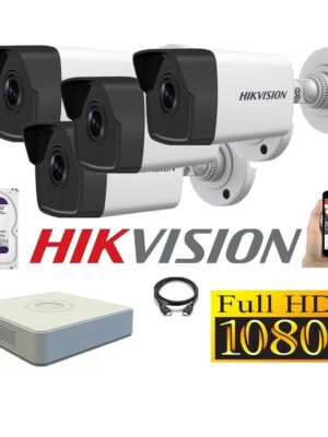 Cámaras Seguridad IP Kit 4 HIKVISION TUBO FULLHD 1Tb